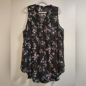 Torrid Black Floral Sleeveless Blouse